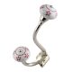 Pink Floral Crackle Ceramic Silver Iron Hook